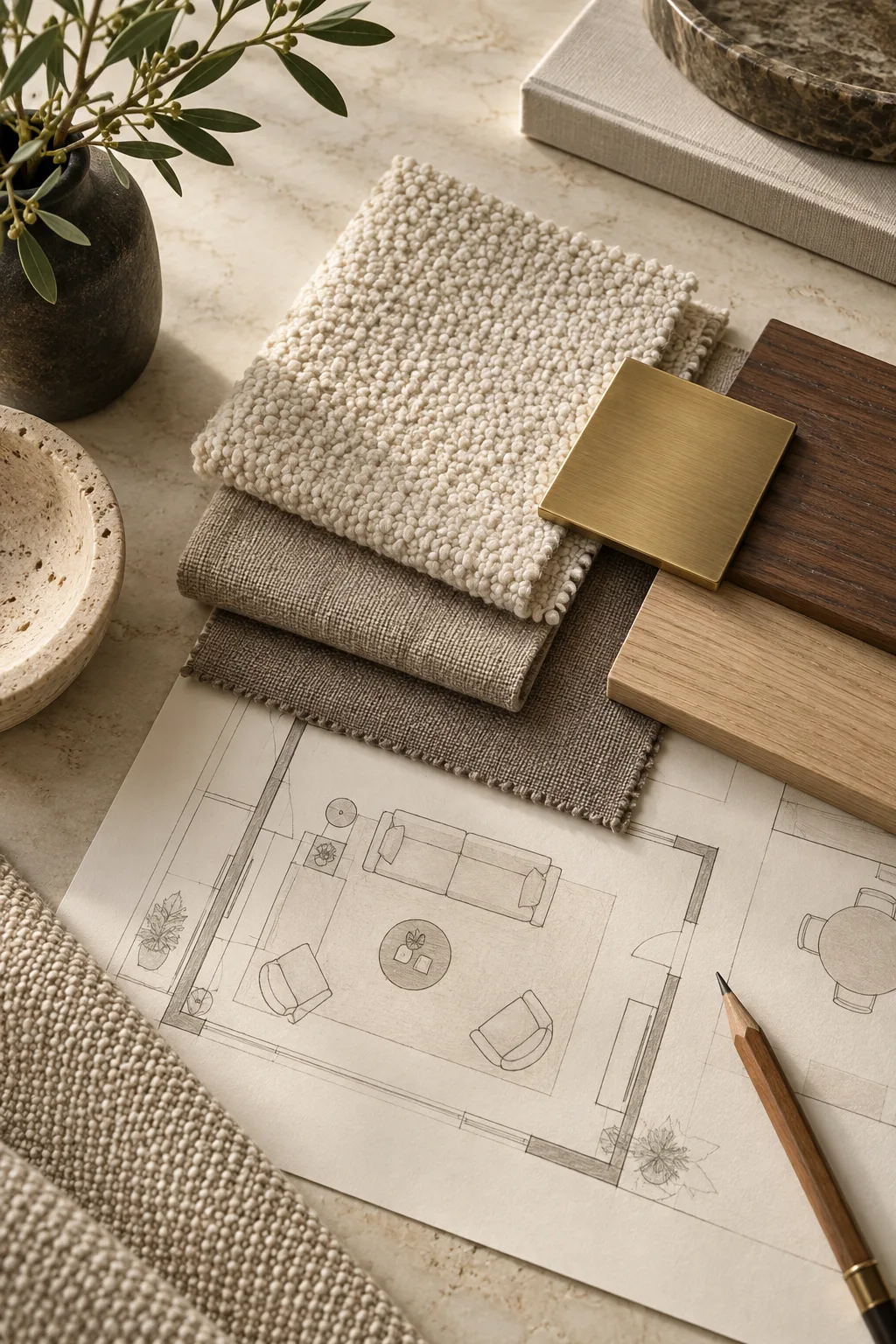 Fabric and wood selections