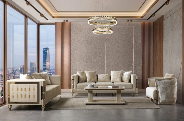 Yakut Krem Sofa Set